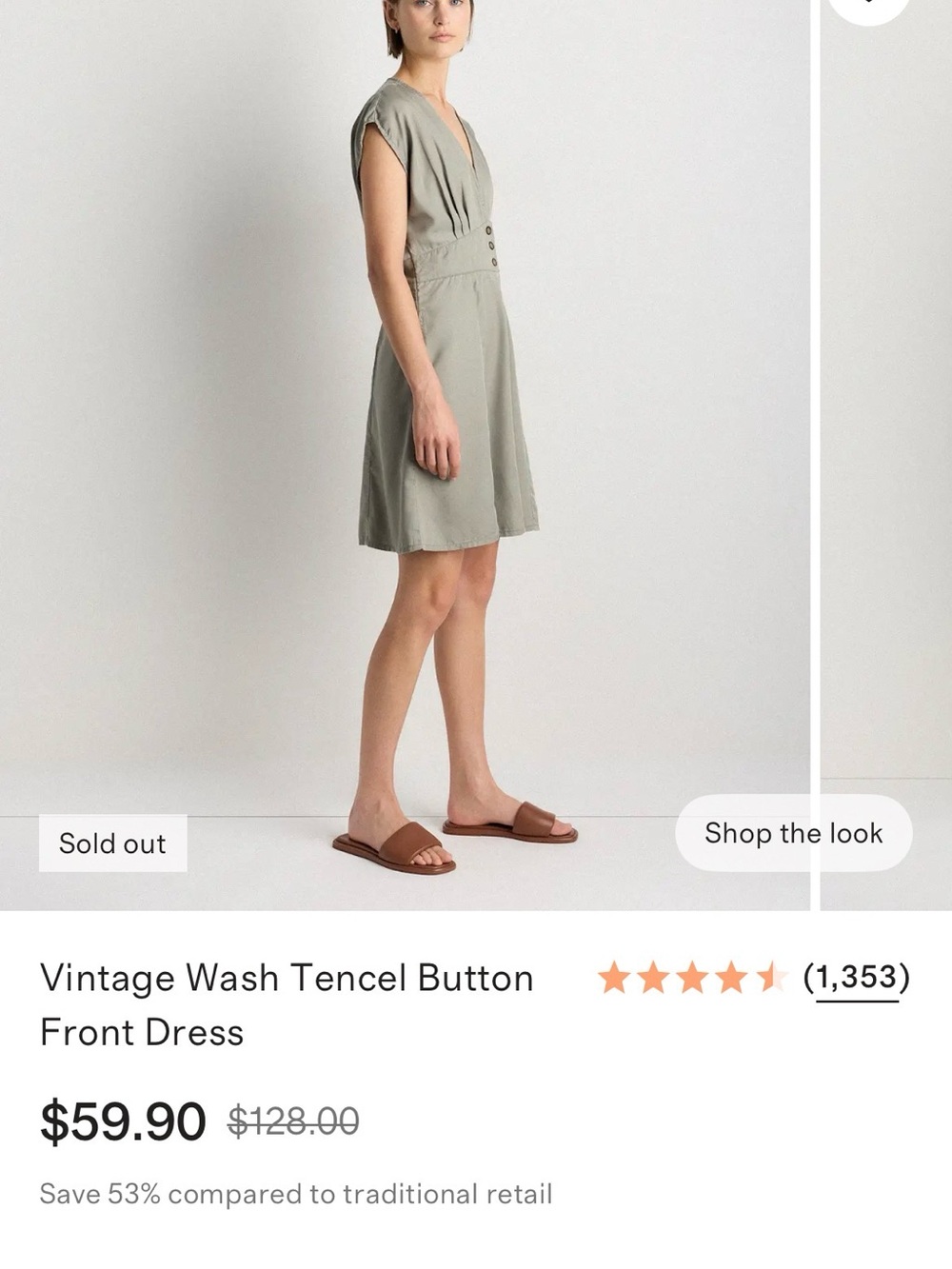 Quince Vintage Wash Tencel Button Front Dress NWOT - Picture 9 of 9